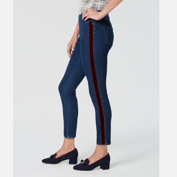 NWOT  Charter Club Side Velvet Stripe Cambridge Skinny Leg Ankle Pant - Picture 1 of 7